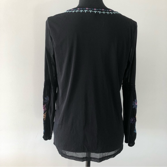 Women’s Style & co Black Floral Embroidery Long sleeve blouse top size S - Picture 5 of 14